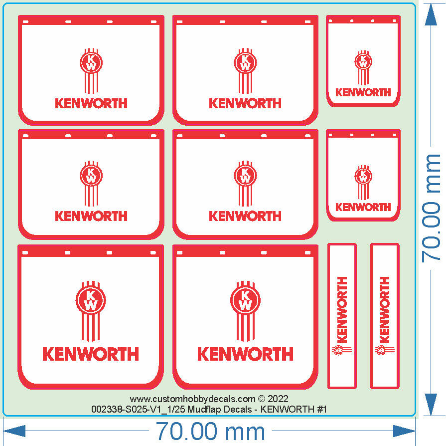 KW#1 KENWORTH MUDFLAP DECAL 1/25 | ST Supply Co. Ltd.