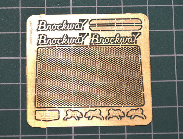 BROCKWAY  PHOTO ETCH GRILL AND EMBLEMS  BRASS PHOTOETCHED    CAB/HOOD