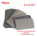 Assorted Sandpaper 400-2500 grit  15 pcs per pack   3" x 5 1/2" sheets