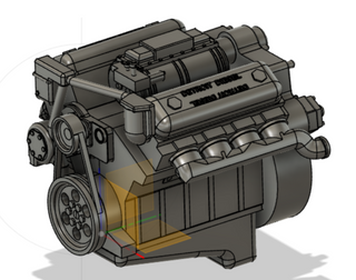 DETROIT V6 DIESEL ENGINE KIT  3D Printed  1/25 V671 Detroit