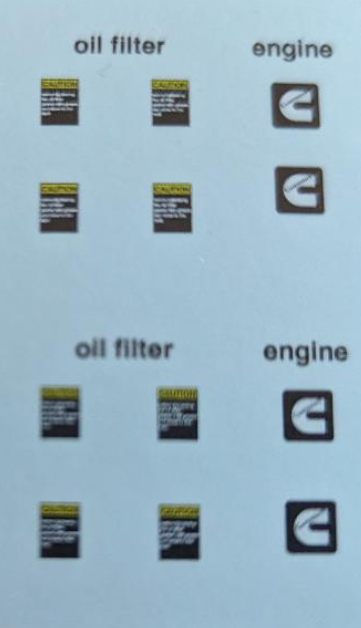 CUMMINS Engine decal and OIL FILTER decal set                                                     DECALS