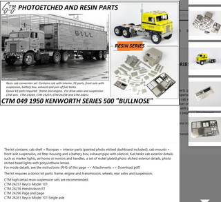CTM049   BULLNOSE KENWORTH CABOVER 50's Style 1/25 RESIN CAB