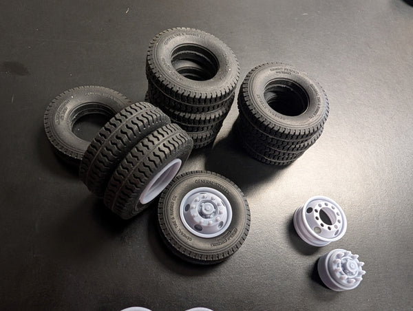 GARAGE SALE  T38/39-5   GENERAL REAL RUBBER TIRES 20" WITH 5 HOLE BUDDS TANDEM SET