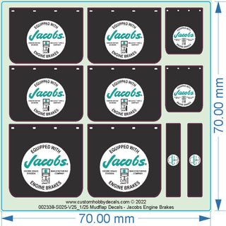 1/25 scale Decal Mudflaps   Jacobs Brake                                       DECALS MUDFLAPS