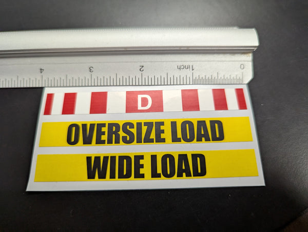 Over width Dimension decals  3/set  OVERSIZE, WIDE LOAD