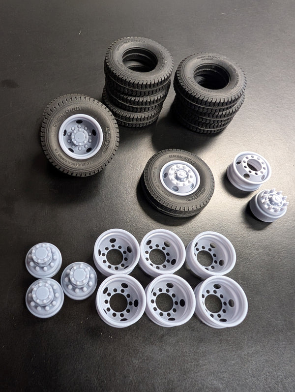 GARAGE SALE  T38/39-5   GENERAL REAL RUBBER TIRES 20" WITH 5 HOLE BUDDS TANDEM SET