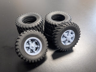 GARAGE SALE T44-6  SIDE ARMOUR TIRE 24"  WITH MACK STYLE 6 SPOKE WHEELS TANDEM SET