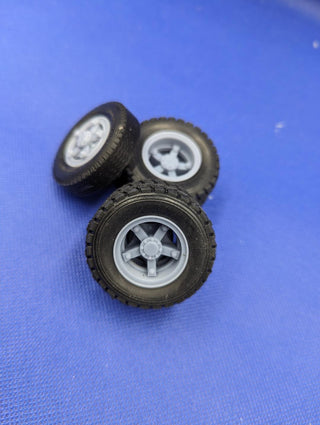GARAGE SALE   5 Spoke Dayton Wheels & Deep tread Drive Tires and Reg Steer (Copy)