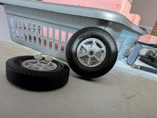 24" 6 spoke Old style Steer wheels and General Steel tires Rubber   1 pair    Tires wheels