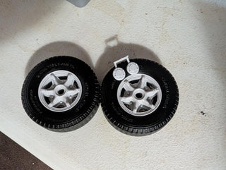 24" 6 spoke Old style Steer wheels and General Steel tires Rubber   1 pair    Tires wheels