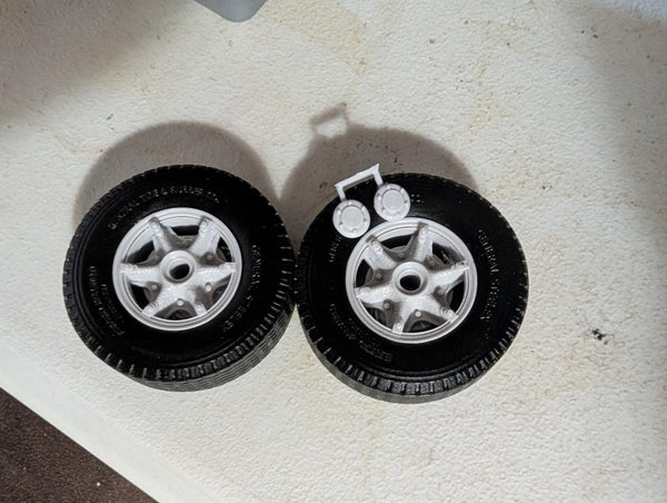 24" 6 spoke Old style Steer wheels and General Steel tires Rubber   1 pair    Tires wheels