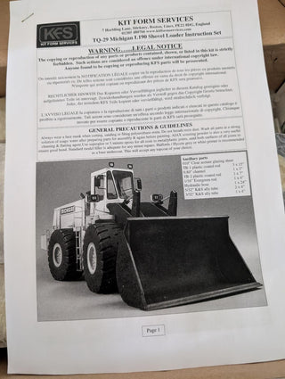 KFS  TQ-29   MICHIGAN L-190 Wheel Loader 1/24 Scale Kit   Resin