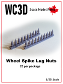 20 Wheel Spikes   (2 strips of 10)  1/25 scale 3D