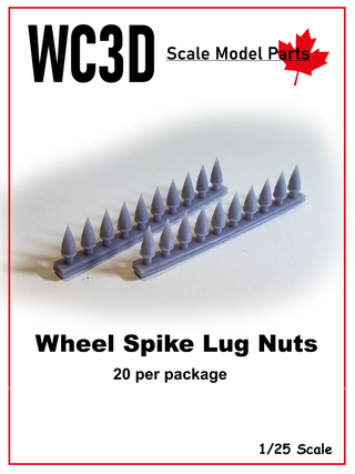 20 Wheel Spikes   (2 strips of 10)  1/25 scale 3D