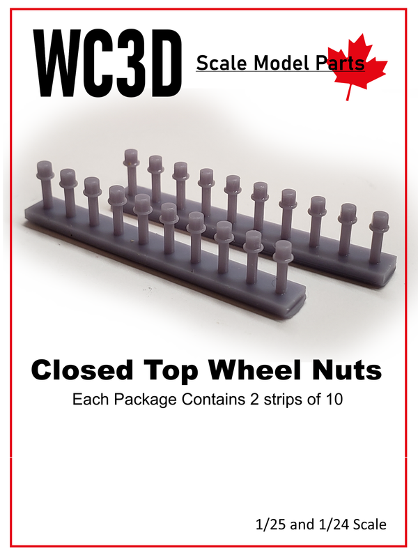 ACORN CAPS Wheel  Hex nuts    10/strip      2 strips/pack  3D Printed