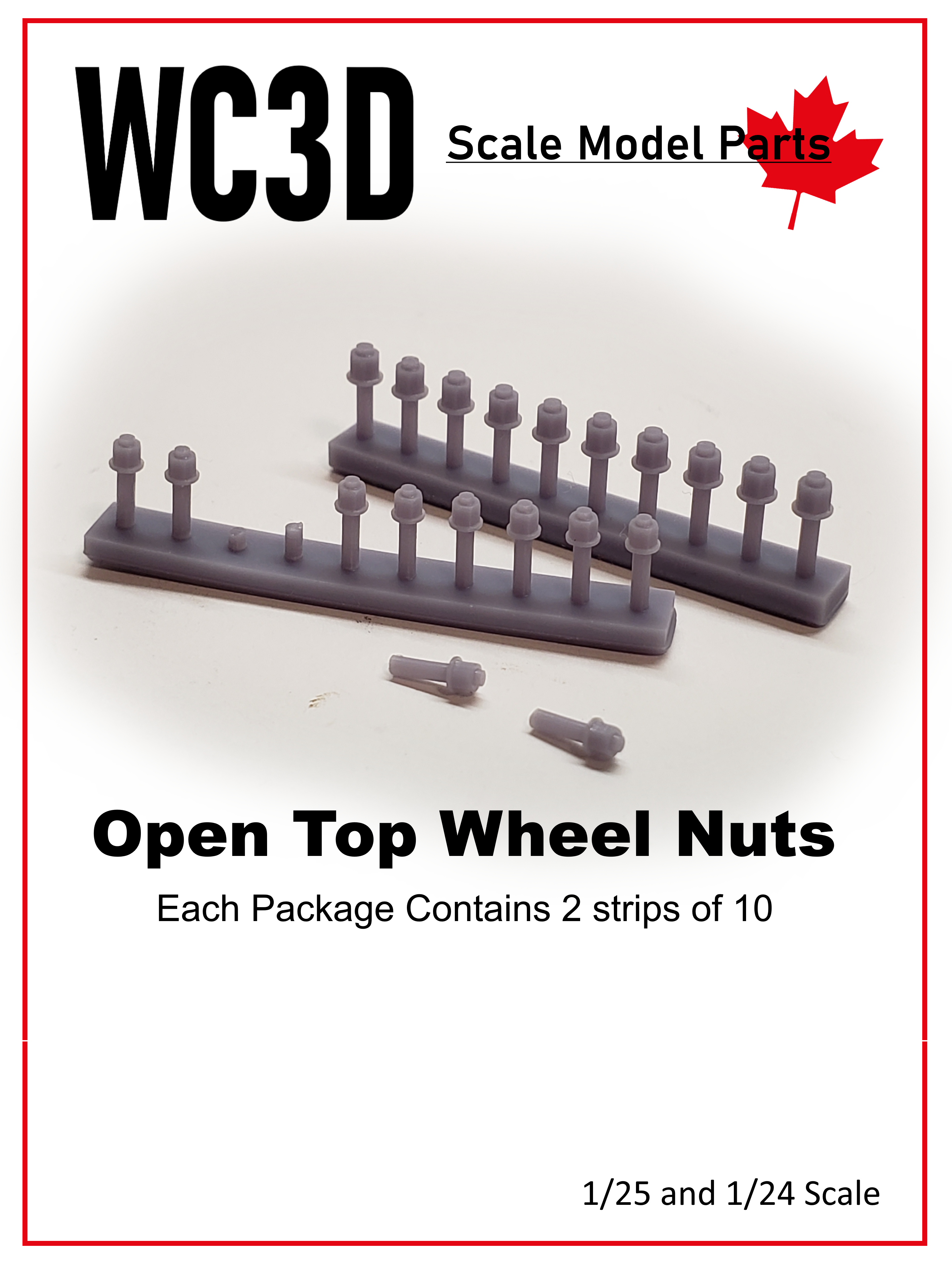 Open Top Wheel Hex nuts 10/strip 2 strips/pack 3D PrintedTop | ST ...