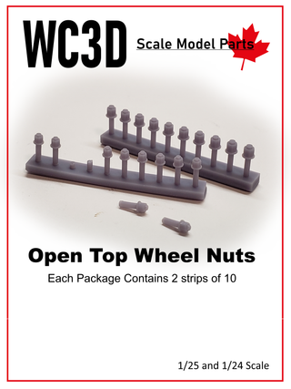 Open Top Wheel  Hex nuts    10/strip      2 strips/pack  3D PrintedTop