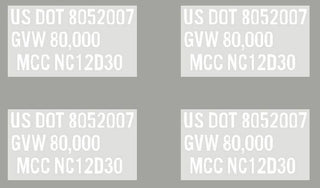 US DOT BUNK DECALS  WHITE INK     5 PAIR /SHEET       1/24-1/25 - ST Supply Company