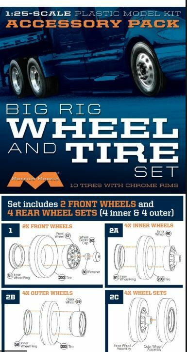 Moebius  Big Rig Wheel and Tire set  1/25 scale 10 tires and wheels - ST Supply Company