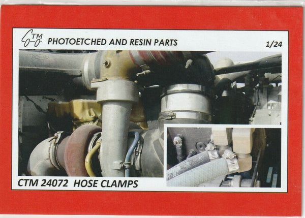 CTM24072   HOSE CLAMPS  1/25 OR 1/24 SCALE   3 SIZES  PHOTOETCHED
