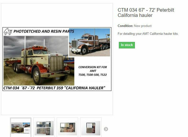 CTM034 PETERBILT CALIFORNIA HAULER PHOTO ETCHED DRESS UP KIT AMT KIT - ST Supply Company
