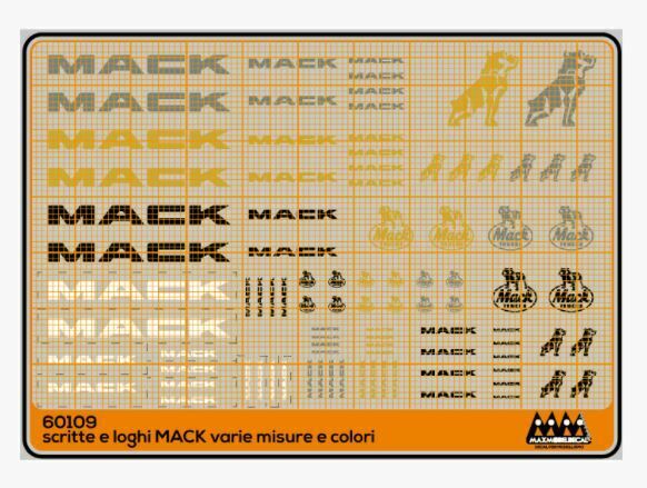 Max Model #60109  MACK DECAL SET   WHITE, GOLD, BLACK     NICE!!