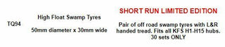 TQ94   Kit Form Services SWAMP TIRES TIRE WITH HUBS AND  WHEELS   1/24 50MM X 30MM