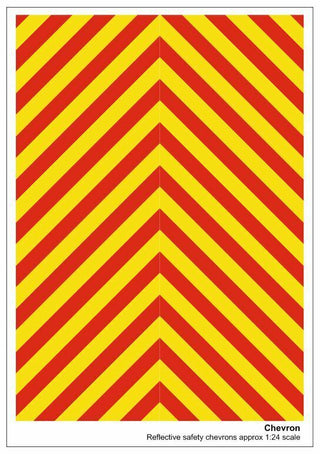 CHEVRONS  REFLECTIVE SELF ADHESIVE THIN MODEL DECAL RED/YELLOW    EMERGENCY