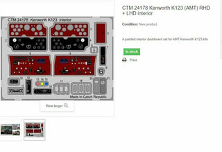 KENWORTH K123 (AMT/ERTL KITS) INTERIOR RHD OR LHD - ST Supply Company