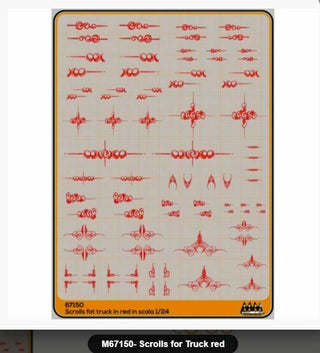 Max Model #67150  RED SCROLLS DECAL SET  (RED)  1/24 OR 1/25 - ST Supply Company