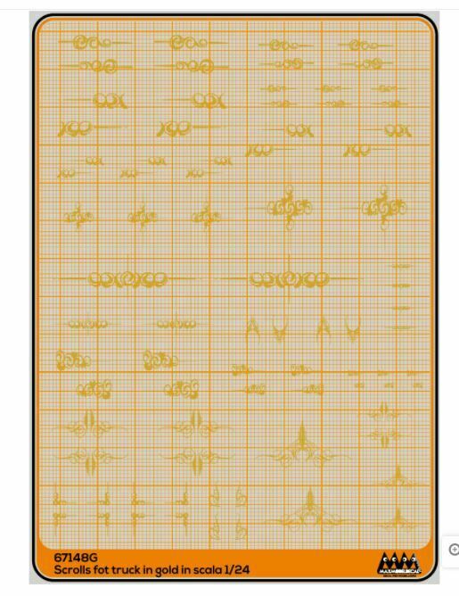 Max Model #67148  GOLD SCROLLS DECAL SET  (GOLD)  1/24 OR 1/25