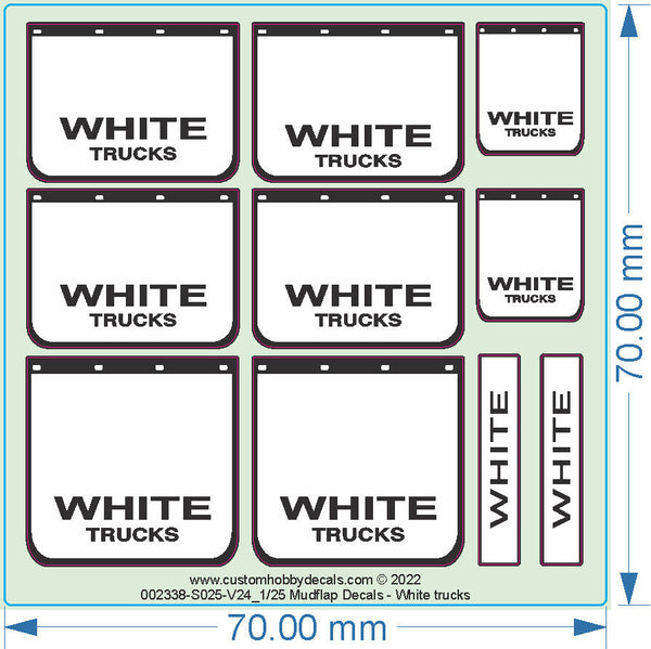 WT#1   WHITE TRUCK MUDFLAP DECAL    1/25