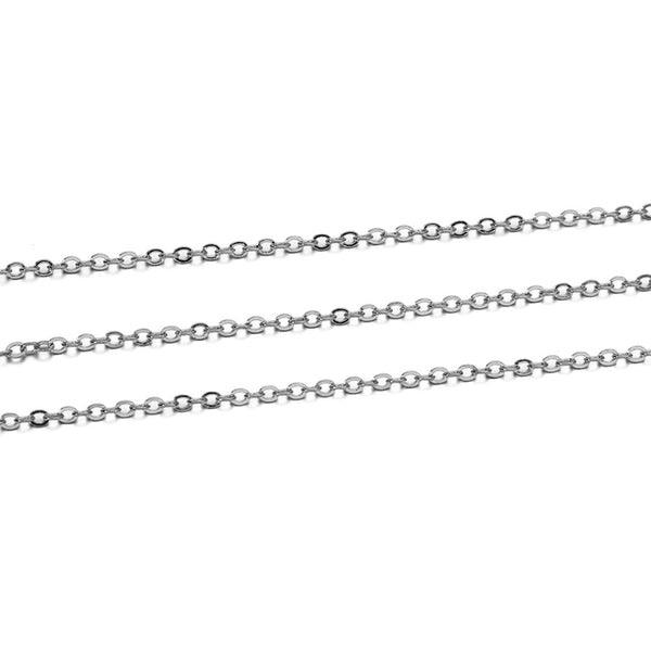 Rhodium Colour METAL MODEL CHAIN   2MM LINK X 5M (15FT)  SEE PIC