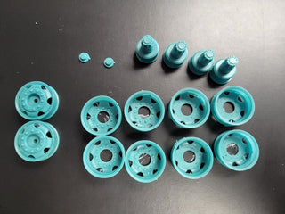 Old Style 6 Hole steel wheel set  1/24 scale   2 Fronts and 4 rears