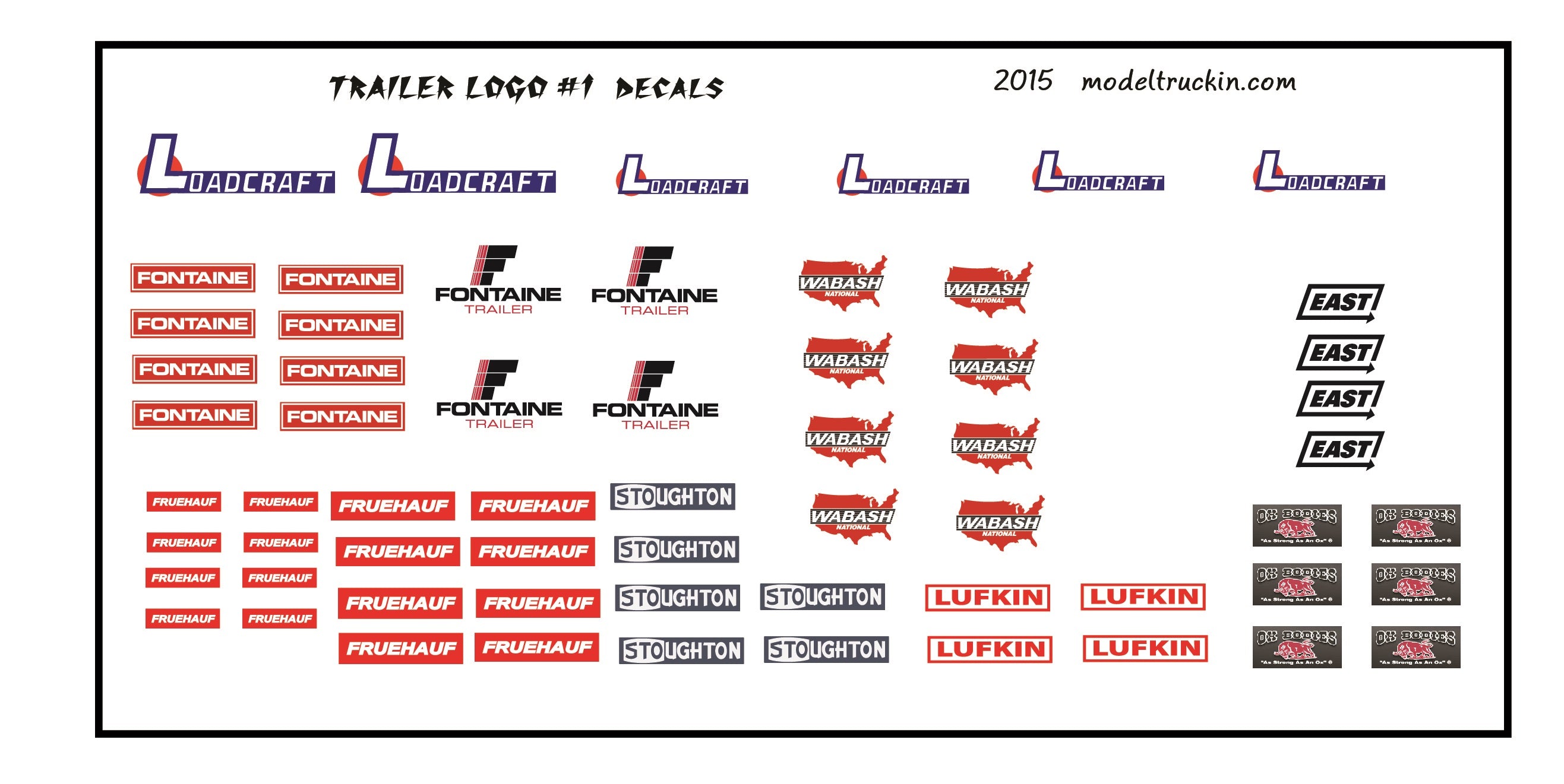 Top Loader Model Sticker MODEL TRUCKIN TRAILER MANUFACTURER DECALS LOGOS SET#1 | ST Supply Co. Ltd.